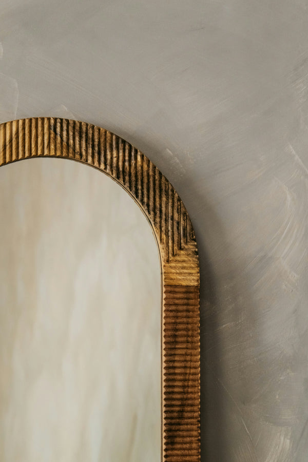 Arched wood mirror